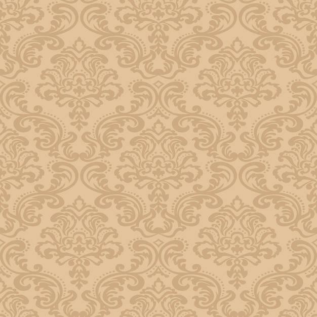 Vector seamless pattern beige damask wallpaper