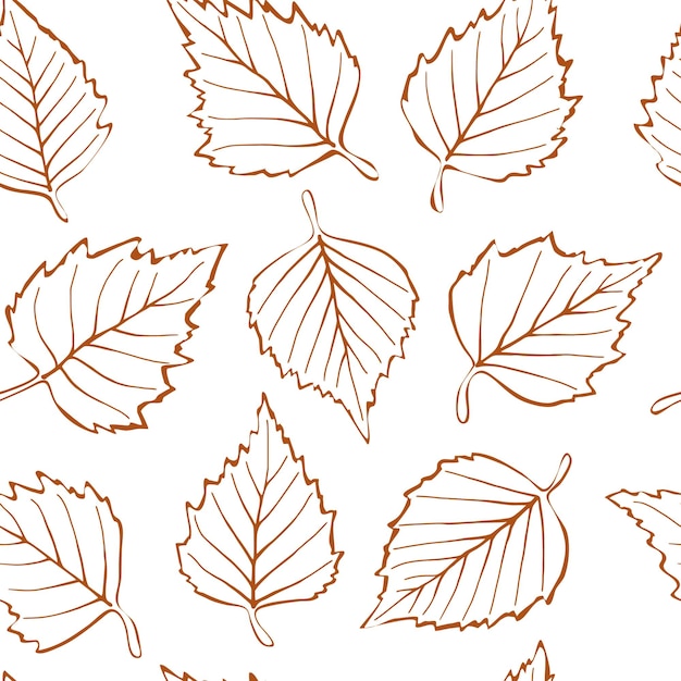 Seamless pattern, birch leaves on a white background