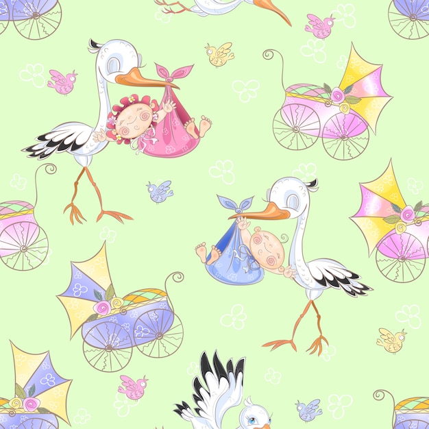 Seamless pattern for the birth of a child