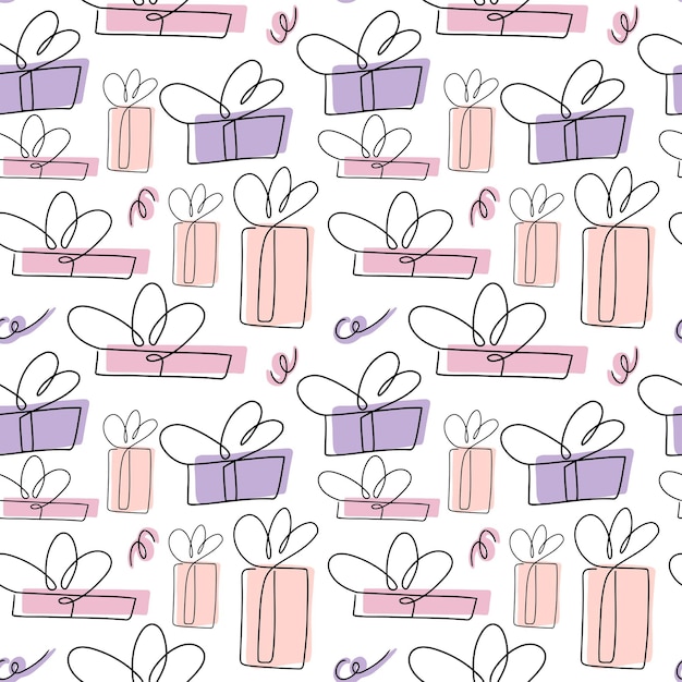 Vector seamless pattern birthday doodle sketch hand drawn background for a party holiday for children party decorative items