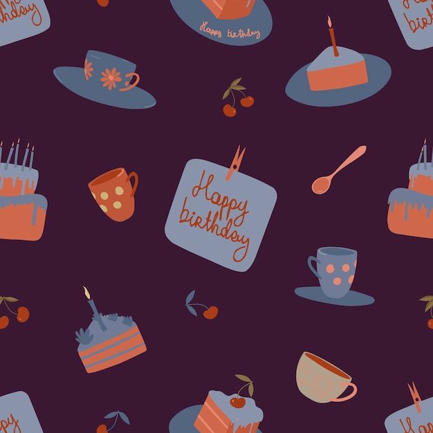 Vector seamless pattern for birthday and holiday tea party
