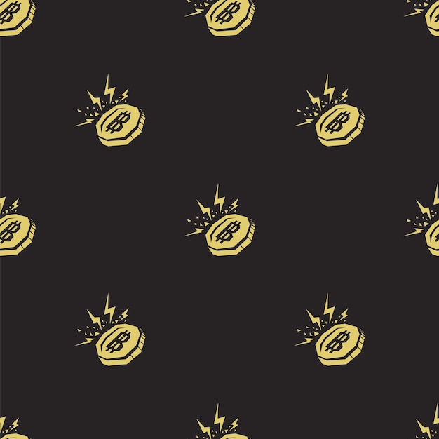 Seamless pattern of bitcoin with retro style