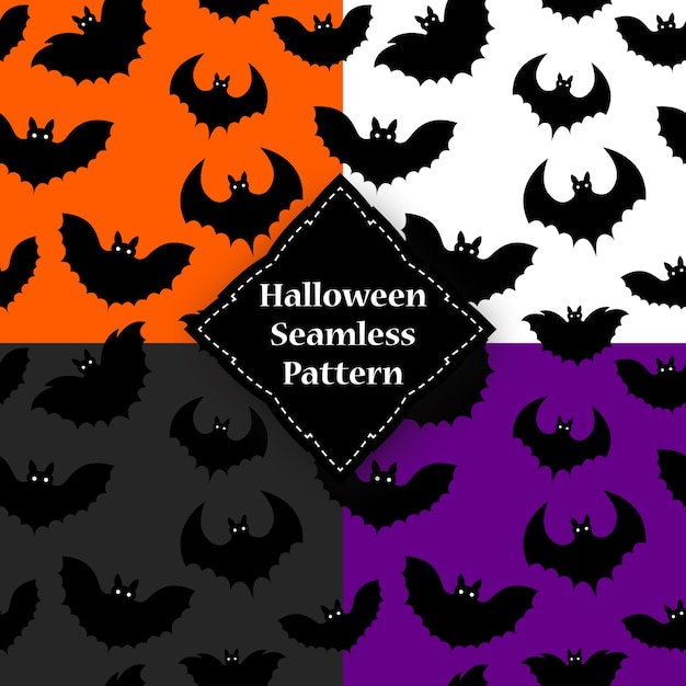 Seamless pattern of a black bat on halloween