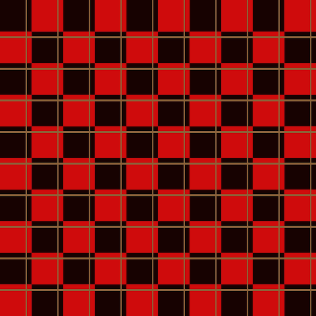 黒と赤の市松模様のシームレスなパターン。チェック柄の生地
