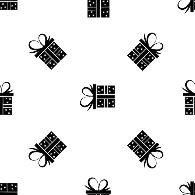 Seamless pattern black silhouette gift box