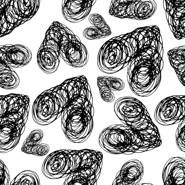 Seamless pattern black and white hearts