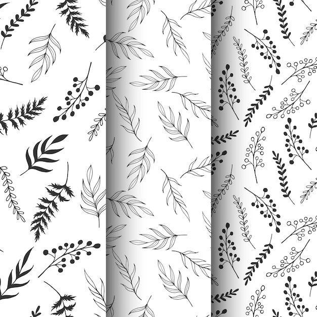 Seamless pattern of black and white herb