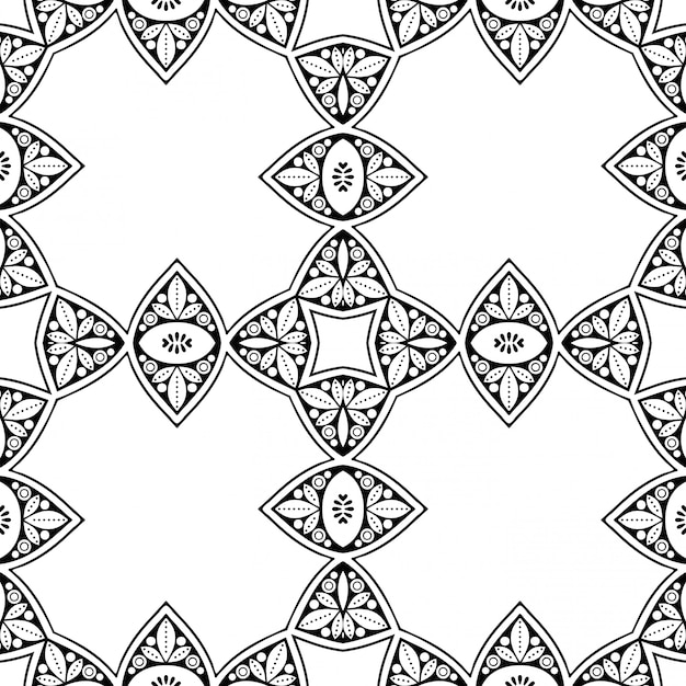 Seamless pattern, black and white wallpaper, ornamental and decorative