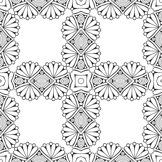 Seamless pattern, black and white wallpaper, ornamental and decorative