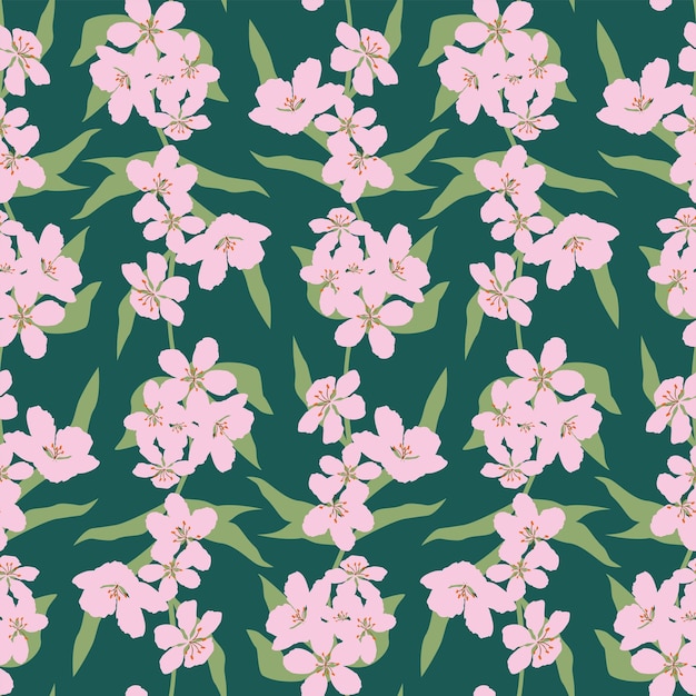 Seamless pattern of blooming branches apple tree