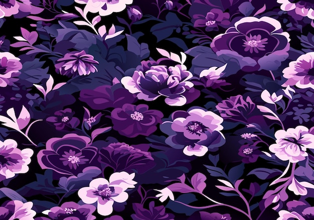 Vector seamless pattern of blooming flowers