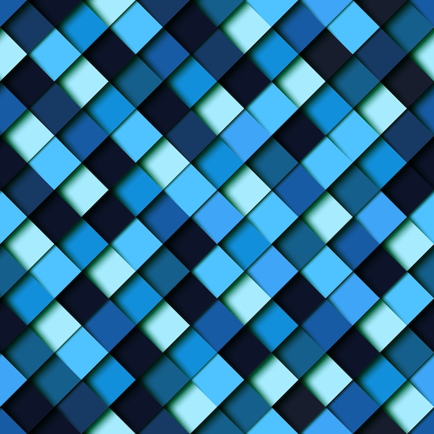 ベクトル シームレスなパターン青い四角形の幾何学的な背景。