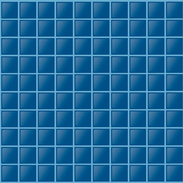 Vector seamless pattern of blue tiles for pool or bathroom flat vector illustration.