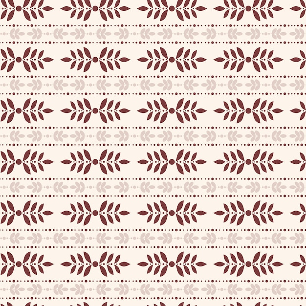 Seamless pattern in boho style with flowers leaves Simple pattern with plants Flat pattern