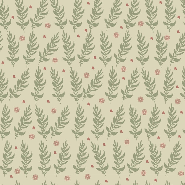 Seamless pattern in boho style with flowers leaves simple pattern with plants flat pattern