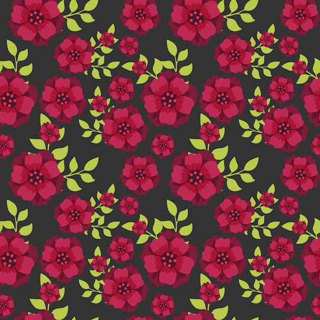 Seamless pattern botanical flowers and leaves background.
