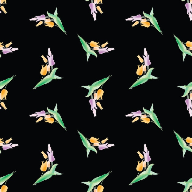 Seamless pattern of bouquets delicate tulips