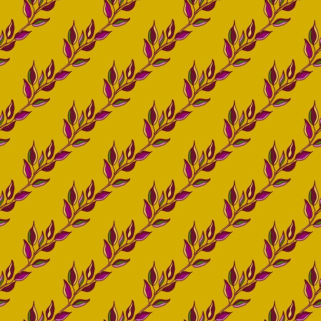 Seamless pattern branches with leaves Organic background