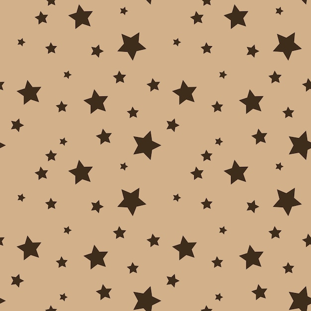 Seamless pattern of brown stars on beige background