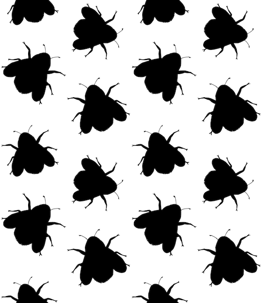 Seamless pattern of bumblebee bee silhouette