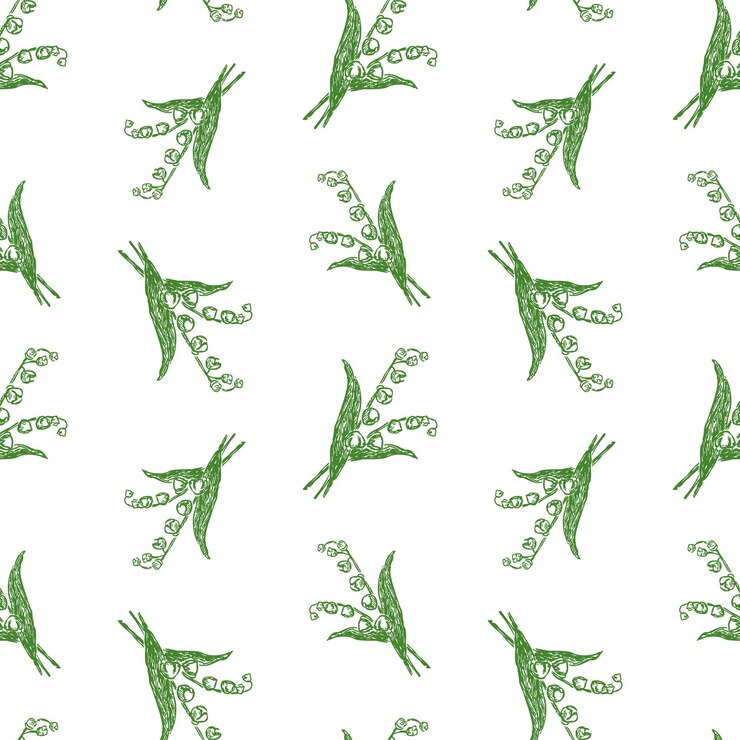 Vector seamless pattern of bunches of lilies of valley