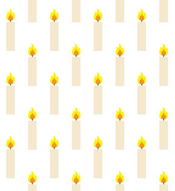 Vector seamless pattern of burning candles in flat style