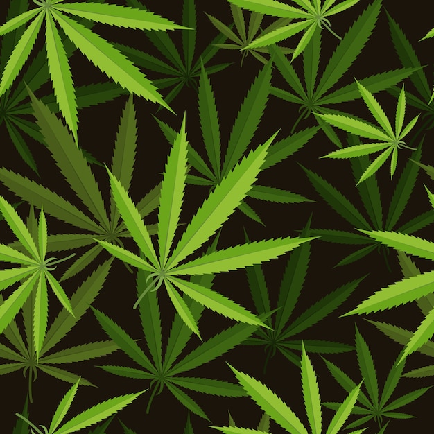 大麻の葉のシームレスなパターン。