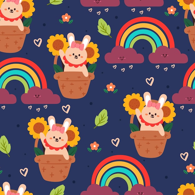 seamless pattern cartoon bunny