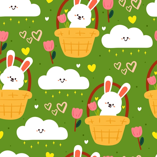 seamless pattern cartoon bunny