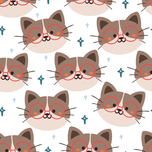 Seamless pattern cartoon cat. cute animal wallpaper for textile, gift wrap paper