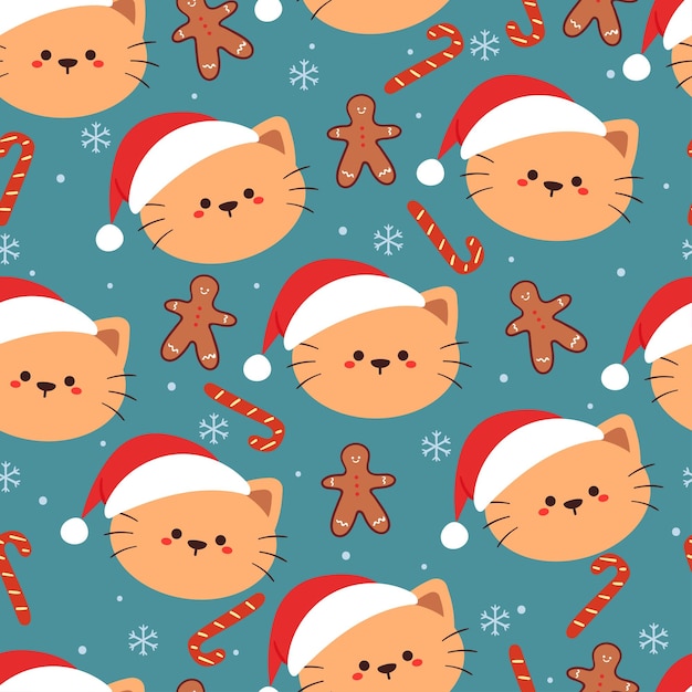 seamless pattern cartoon christmas element cute christmas wallpaper for gift wrap paper background