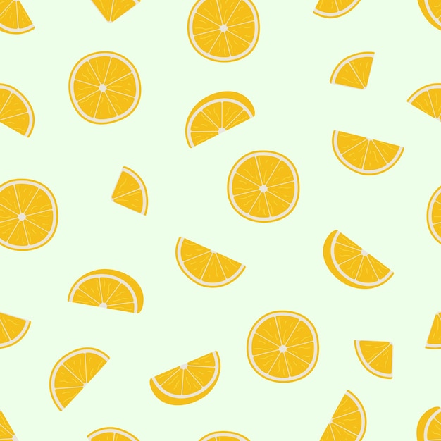 Seamless pattern cartoon oranges fruit vector illustration of citrus wholes and slices