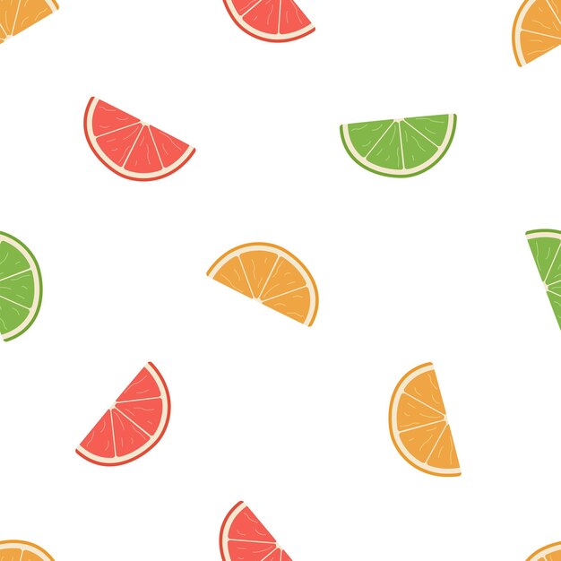 seamless pattern cartoon oranges grapefruit lime fruit vector illustration of citrus slices