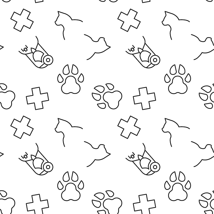 Vector seamless pattern of cat nurse medical cross paw suitable for shops web sites and applications media