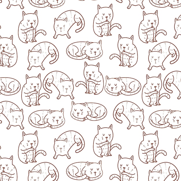 Seamless Pattern of Cat poses