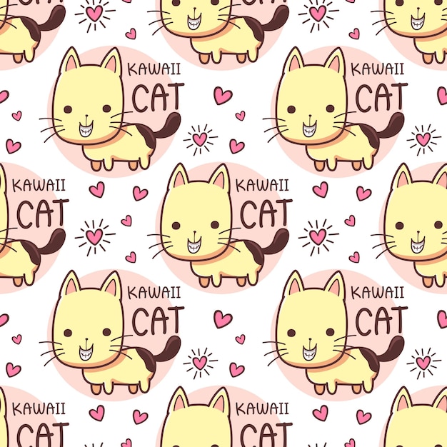 Seamless pattern cats smiling grinning teeth