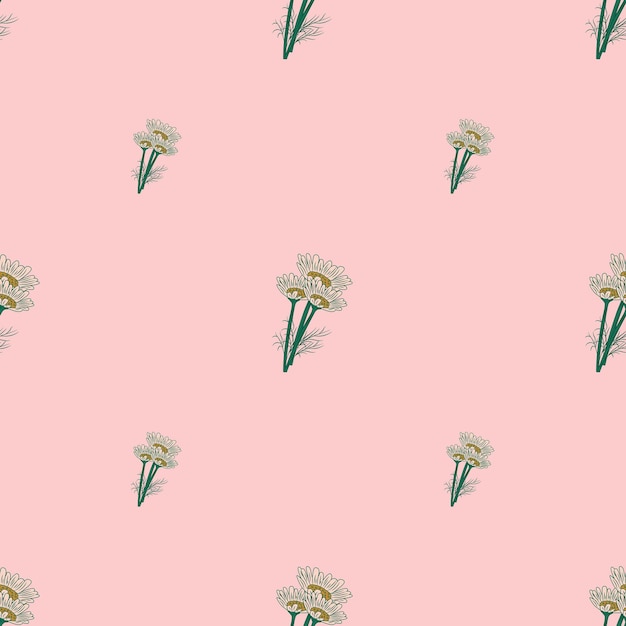 Seamless pattern chamomile on pink background. beautiful ornament summer flowers.