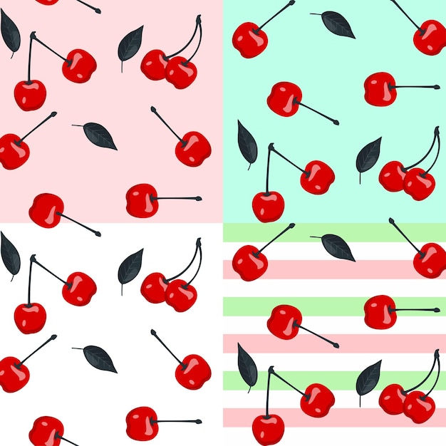 Vector seamless pattern of cherries