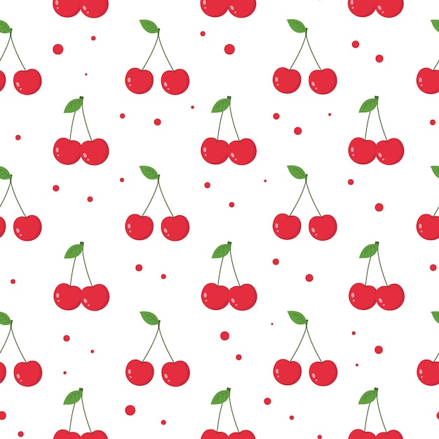 Seamless pattern of cherry on a white background