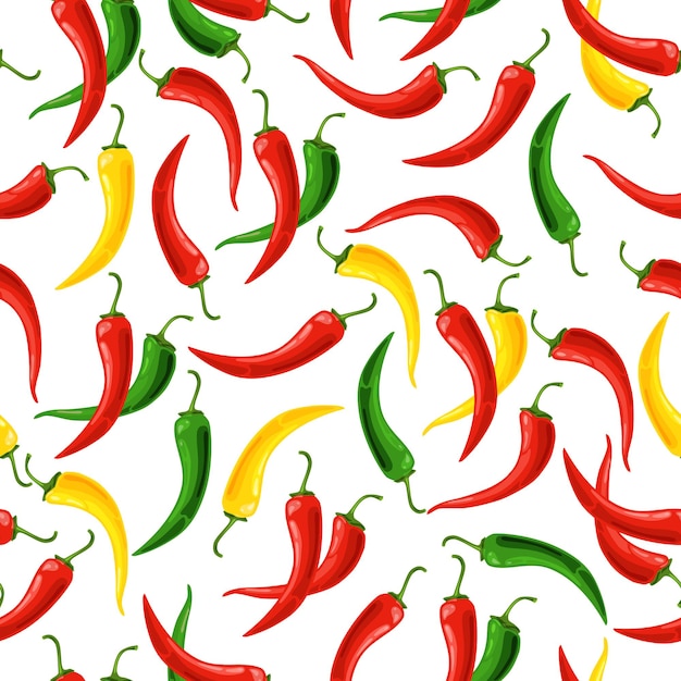 Seamless pattern of chili peppers isolated