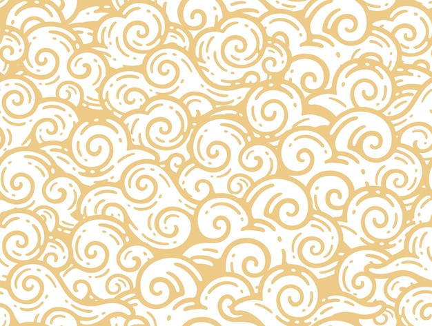 seamless pattern of China clouds in doodle vintage style.