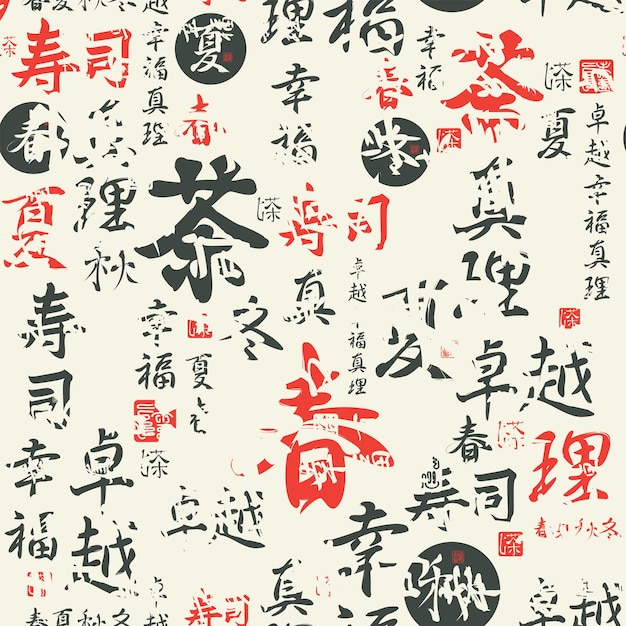 Seamless pattern Chinese hieroglyphs