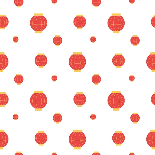 Seamless pattern chinese lanterns red Vector cartoon illustration