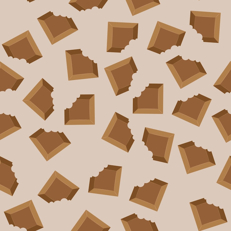 Vector seamless pattern chocolate on a beige background