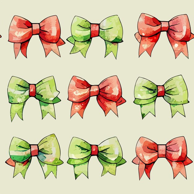 Seamless pattern christmas bows aquarelle bow endless background pattern Winter collection