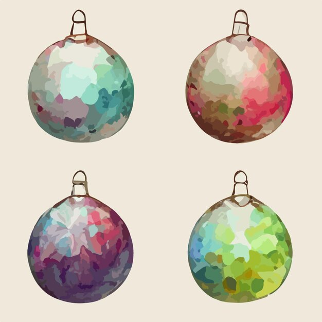Vector seamless pattern christmas bubbles aquarelle xmas balls endless background pattern