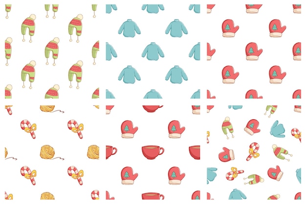 Seamless pattern of christmas clothes with doodle style