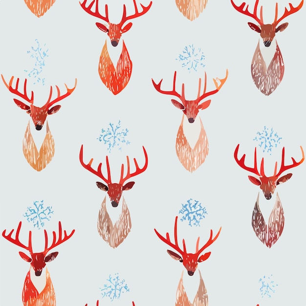 Seamless pattern christmas deeraquarelle xmas reindeer endless pattern Winter holidays