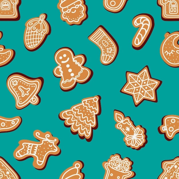 Seamless pattern of christmas gingerbread cookies