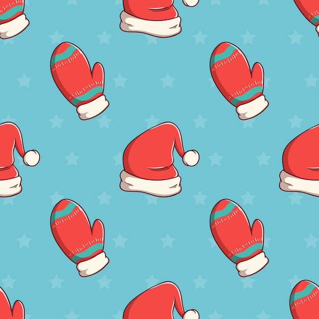 seamless pattern christmas gloves and hat